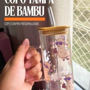 Caneca com tampa de bambu - personalizado